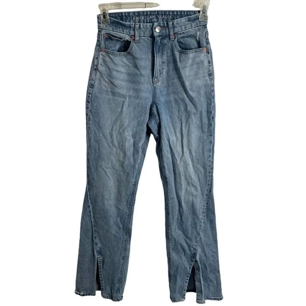 American Eagle Womens Bootcut High Rise Jeans 2R Split Hem Kendrick Lamar